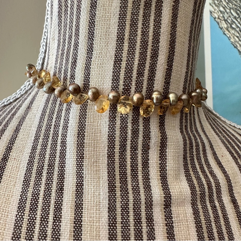 Pearl & Citrine Handmade Local Artist Choker Necklace